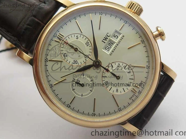 MIROTIME 0220 Efficient Portofino Chrono RG ZF 1:1 Best Edition White Dial on Brown Leather Strap A 7151